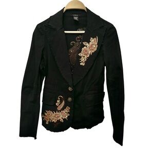 Cell black blazer embroidered size SMALL  distressed